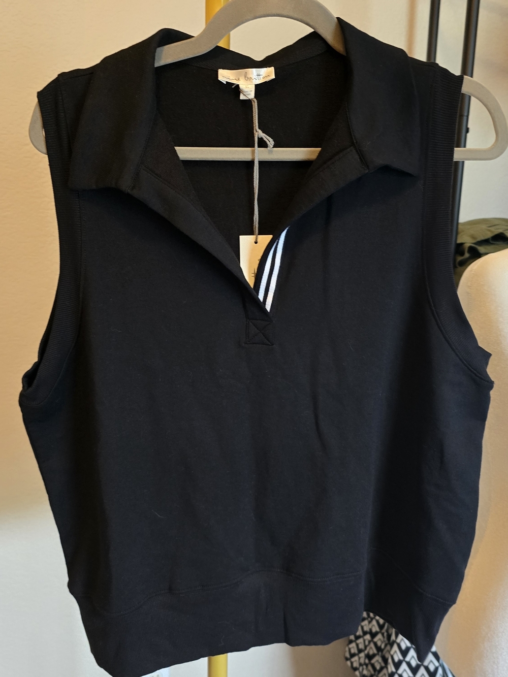 nine britton Black Sleeveless Polo Tank Top